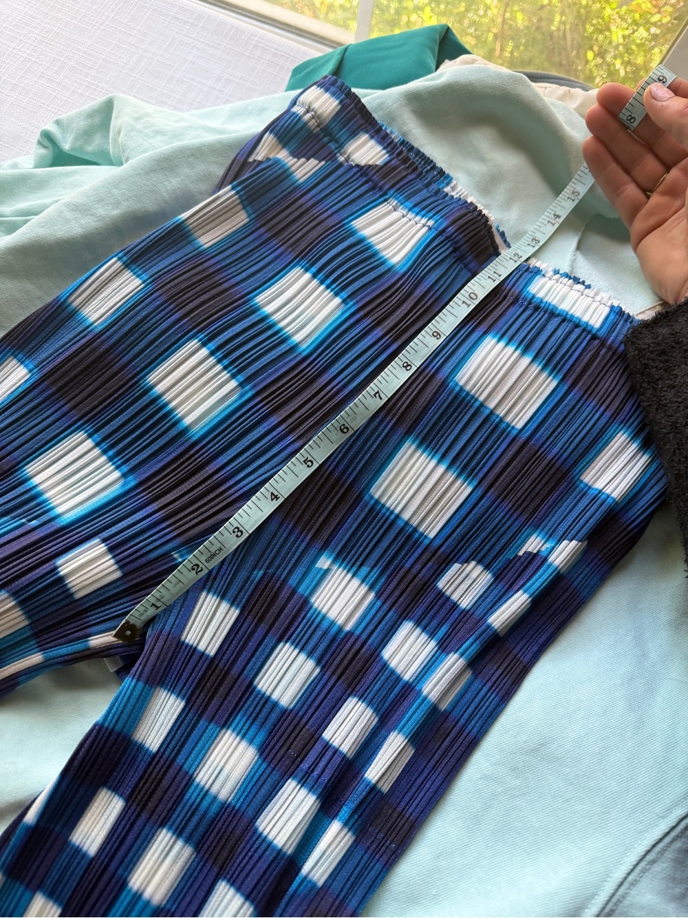 Pleats Please Issey Miyake | Navy Check Trek Trousers | Blue Pattern Size 4 - Picture 10 of 10